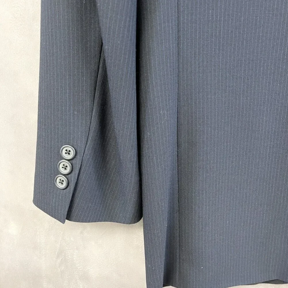 Emanuel Ungaro Blazer Suit Jacket Mens 38R Navy Pinstripe Wool Covarra‎ Classic
